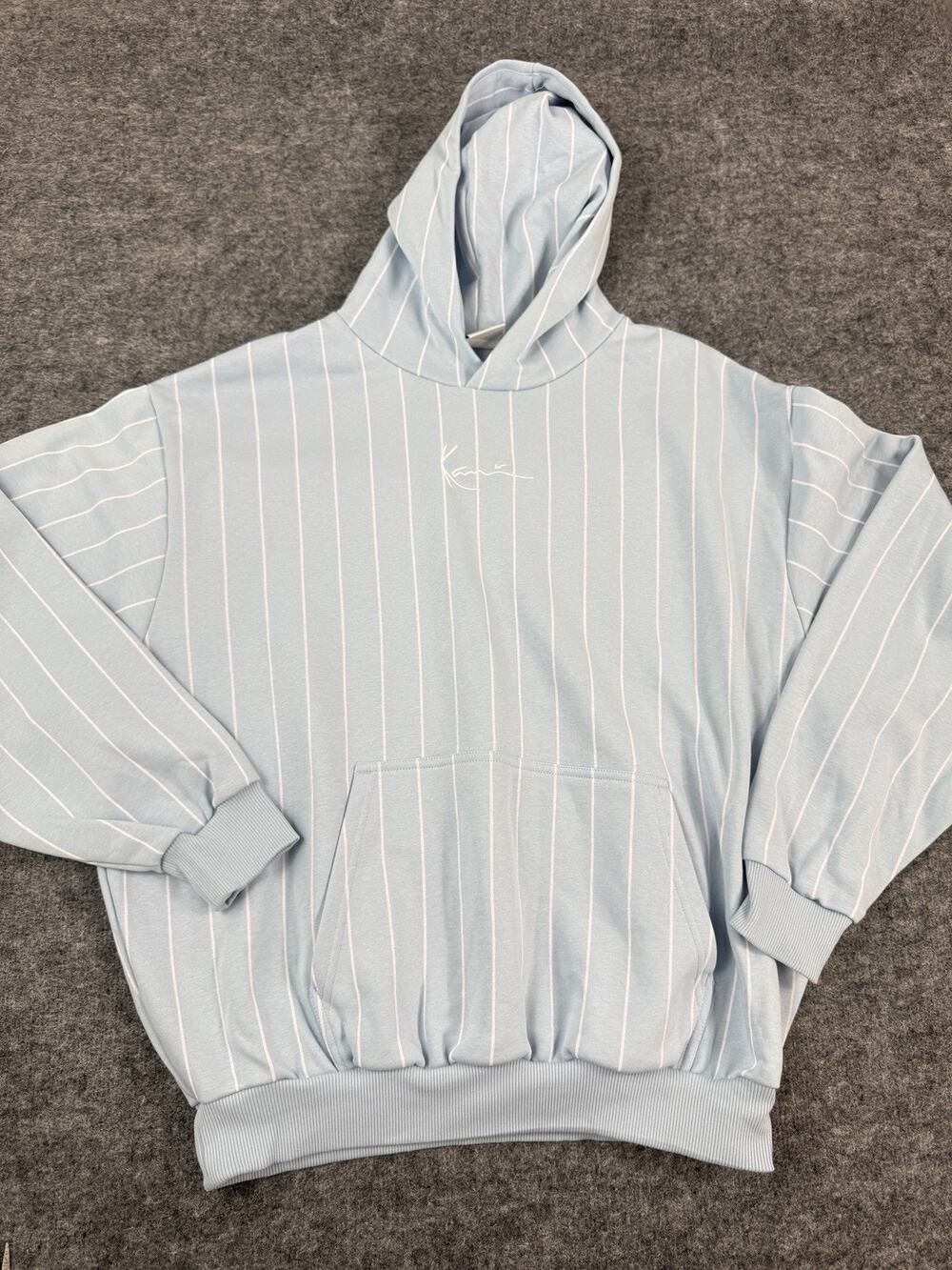 Karl Kani Hoodie Mens Large Blue Striped Sweatshirt Pullover N73